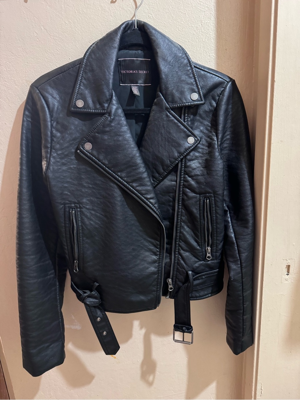 Victoria's Secret Black Faux Leather Moto Biker Jacket